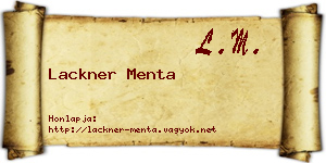 Lackner Menta névjegykártya